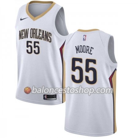 Camiseta Hombre NBA New Orleans Pelicans ETwaun Moore 55 Nike 2017-18 Blanco Swingman